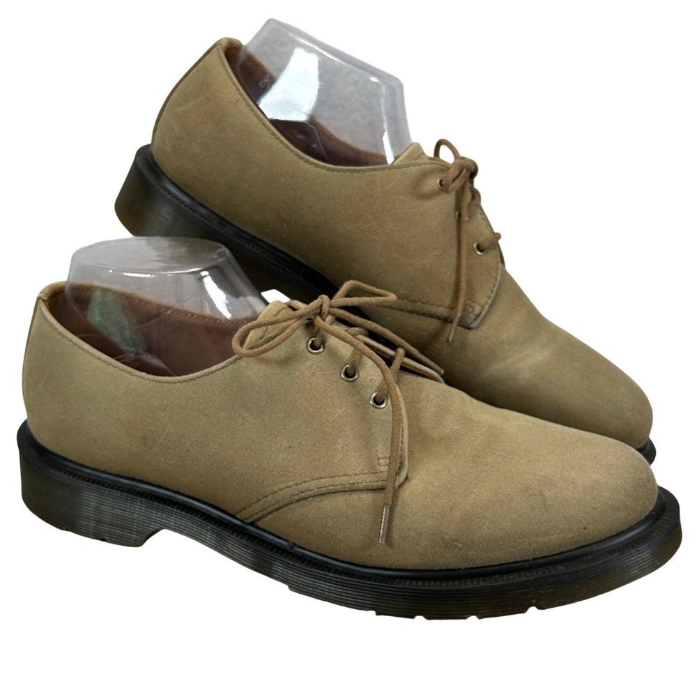 Dr. Martens Lester Tan Canvas 3-Eye Oxford Shoes Mens 10 Derbys Lightweight Work